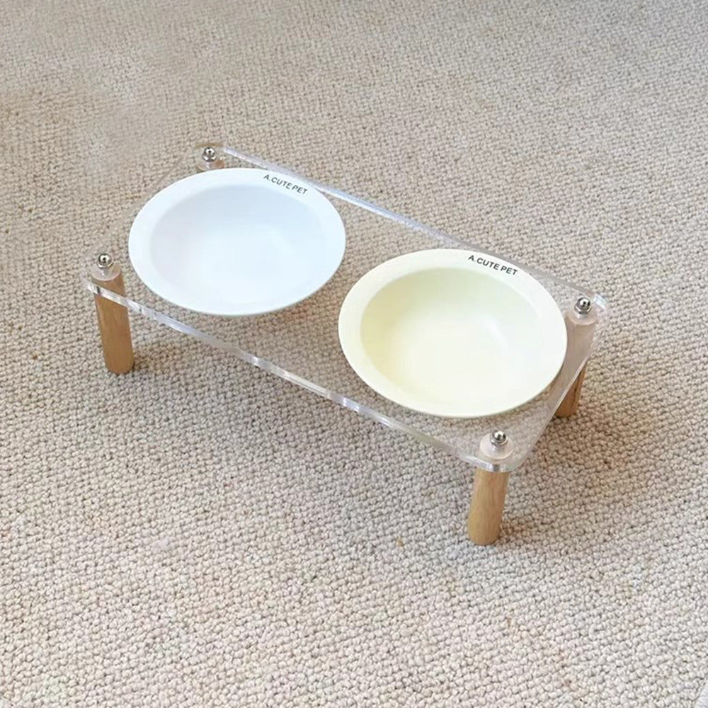 Anti Tumble Elevated Ceramic Pet Double Feeding Bowl