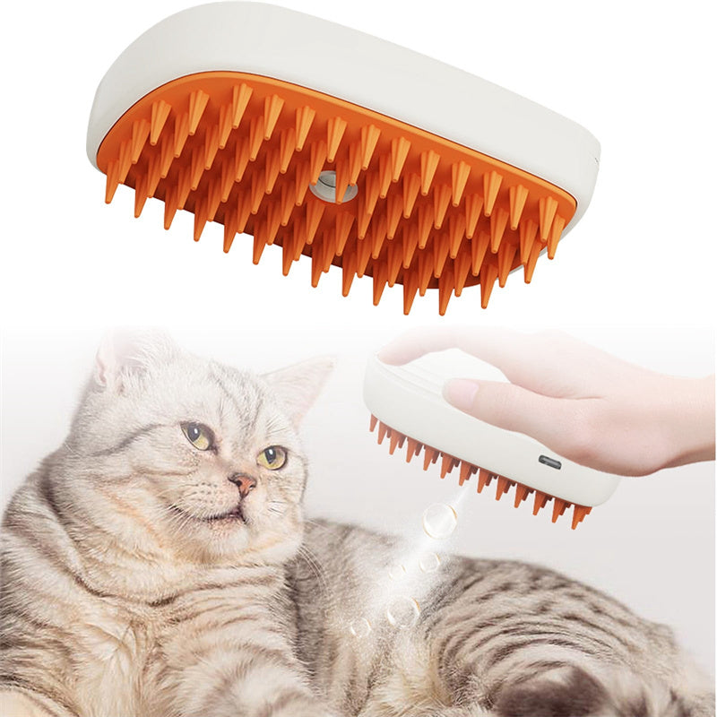 USB Rechargeable Pet Steam Brush Spray Massage Grooming Comb