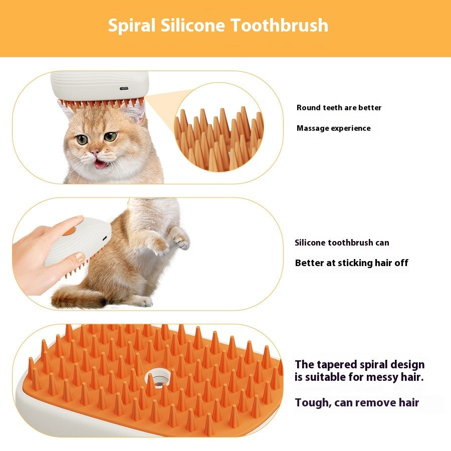 USB Rechargeable Pet Steam Brush Spray Massage Grooming Comb