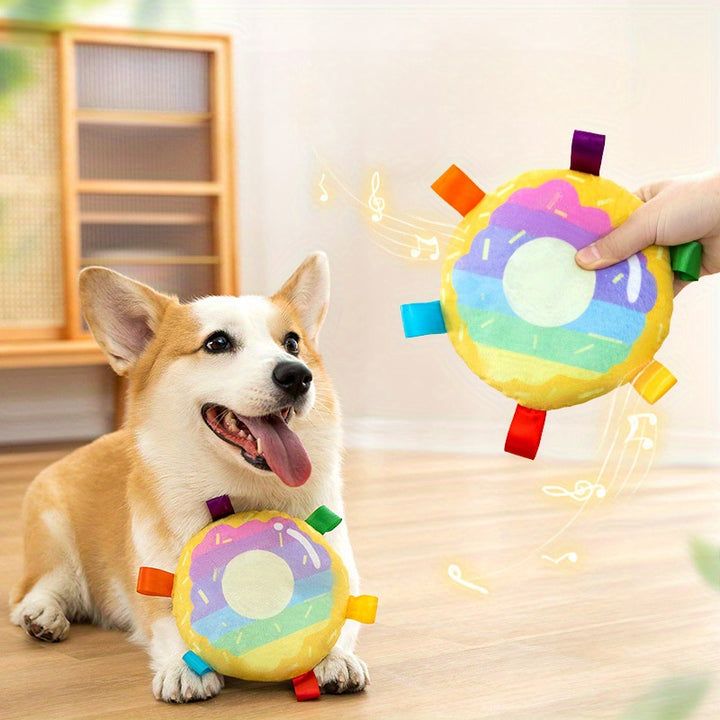 Cartoon Plush Pet Flying Disc Training Outdoor Toy
