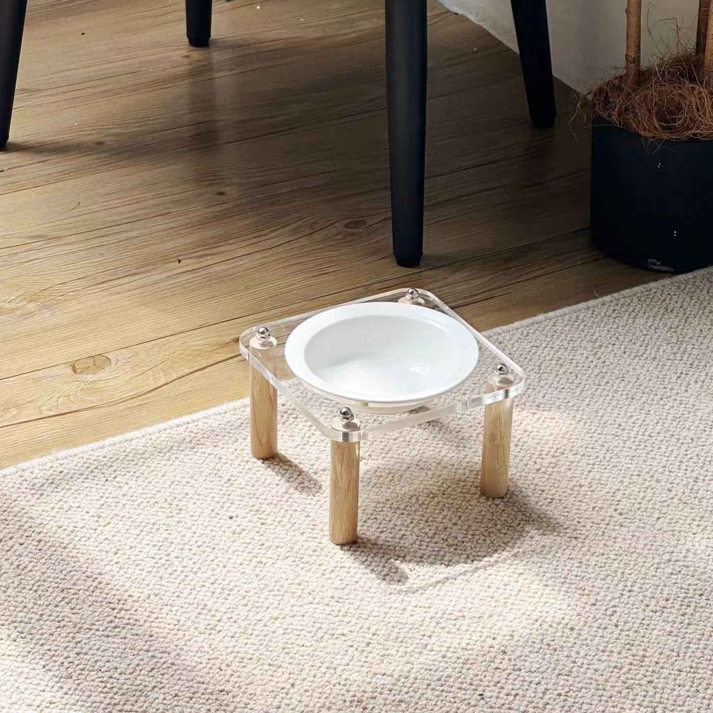 Anti Tumble Elevated Ceramic Pet Double Feeding Bowl