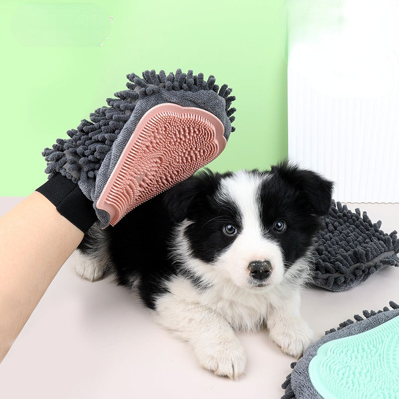 2 In 1 Pet Bathing Grooming Glove Brush Massage Tool