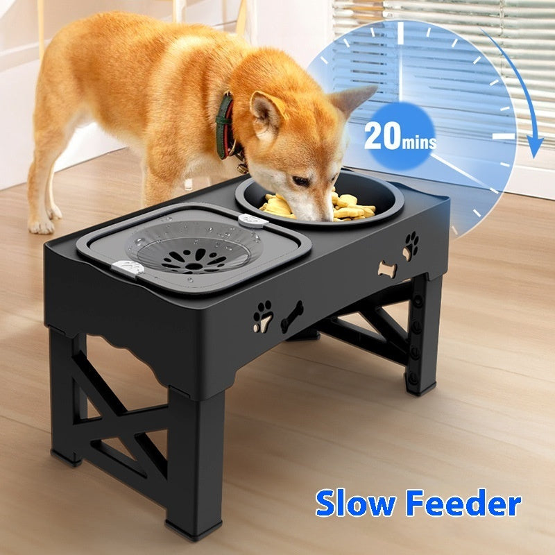 Pet Stainless Steel Double Bowl Feeder Adjustable Bowl