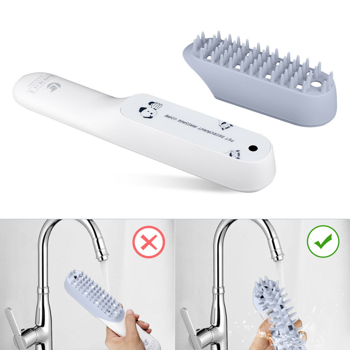 Silicone Pet Grooming Massage Brush Deodorizing Fur Cleaning Comb