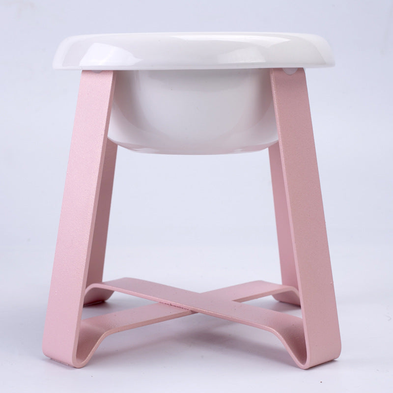 Pet Creative Anti Slip Feeding Bowl Iron Stand Dual Bowl Feeder