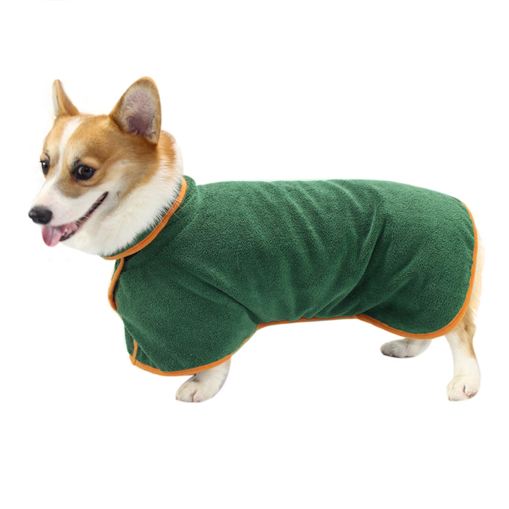 Pet Bathing Robe Neck Clothes With Tucked Waist