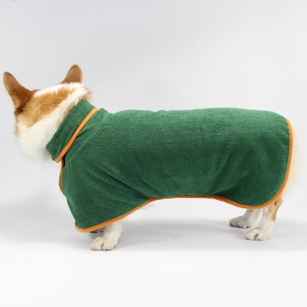 Pet Bathing Robe Neck Clothes With Tucked Waist