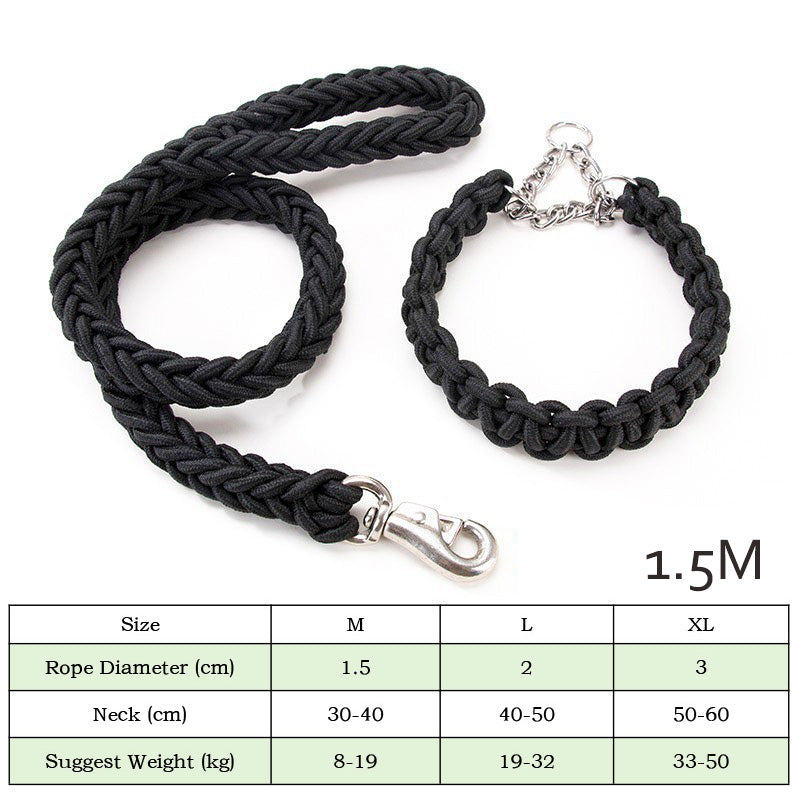 Heavy Duty Nylon Braided Pet Collar And Training Leash