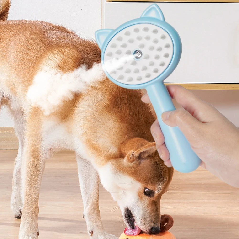 Rechargeable Pet Grooming Brush Self Cleaning Mist Spray Tool