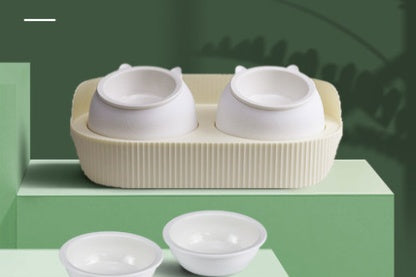 Pet Ceramic Food Bowl Neck Protection Feeding Dish
