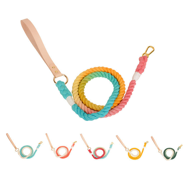 Gradient Rainbow Pet Traction Leash Colorful Walking Lead