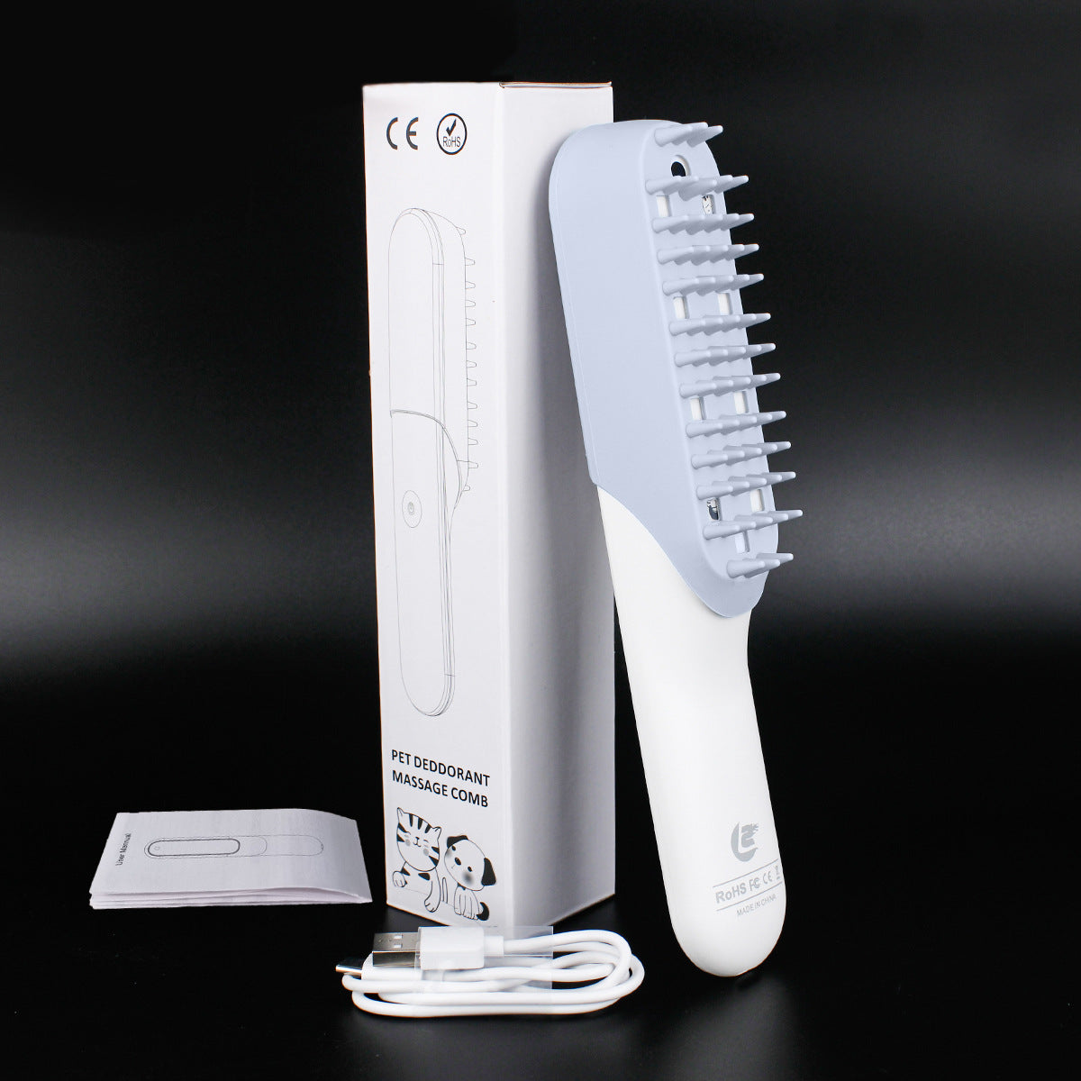 Silicone Pet Grooming Massage Brush Deodorizing Fur Cleaning Comb