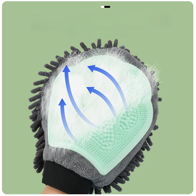 2 In 1 Pet Bathing Grooming Glove Brush Massage Tool