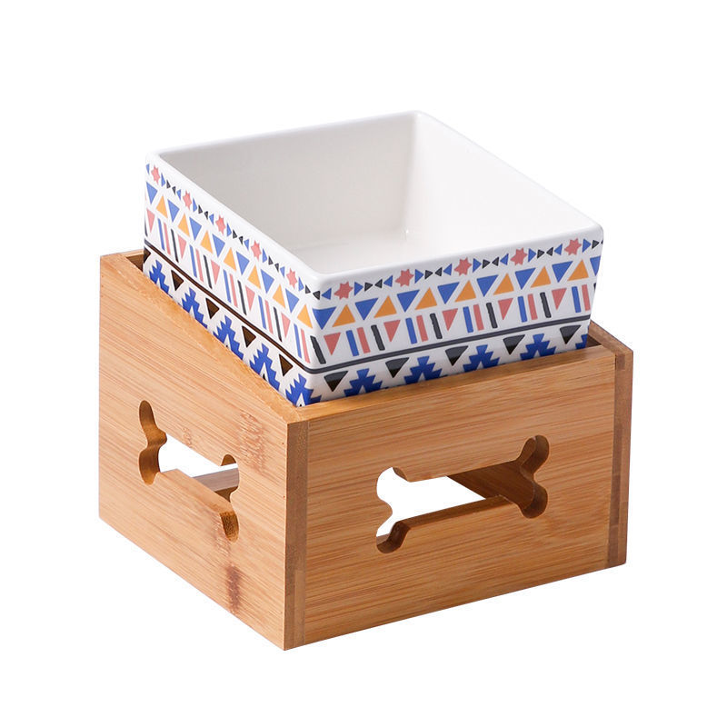 Large Capacity High Stand Ceramic Pet Feeding Bowl