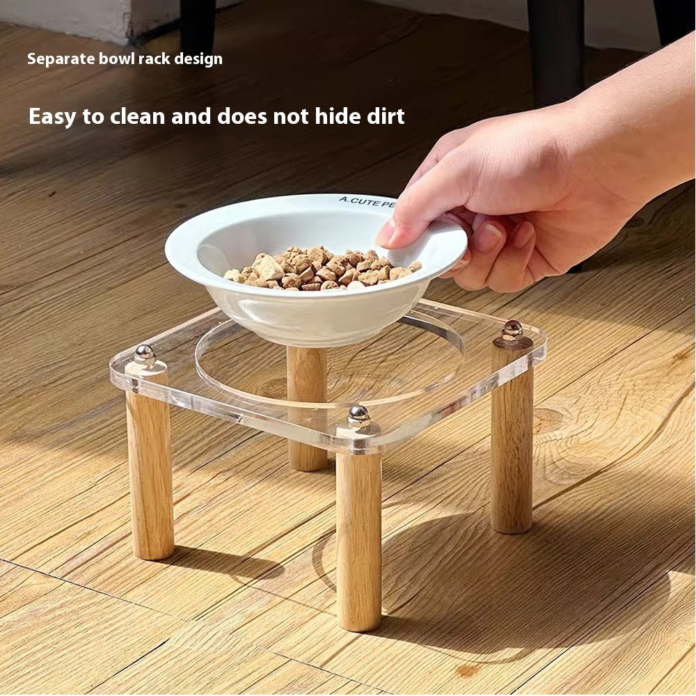 Anti Tumble Elevated Ceramic Pet Double Feeding Bowl