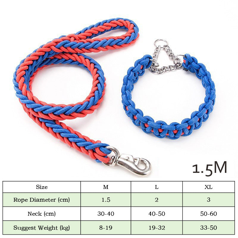 Heavy Duty Nylon Braided Pet Collar And Training Leash
