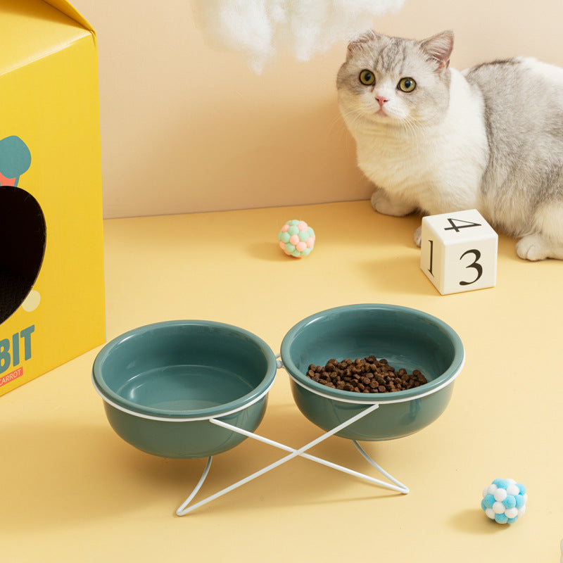Ceramic Pet Double Feeding Water Bowl Set