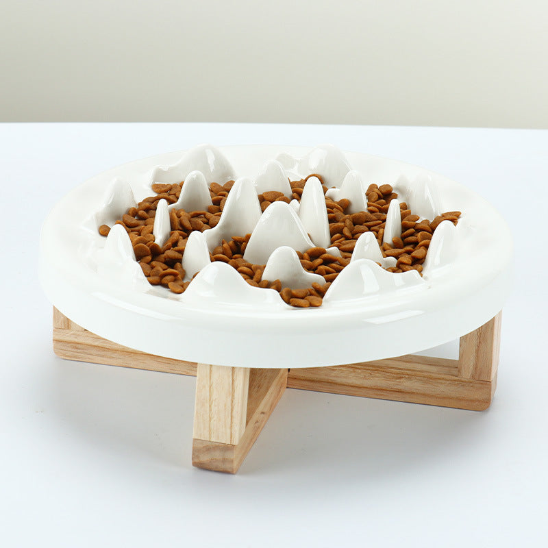Tilted Solid Wood Double Bowl Pet Feeding Stand