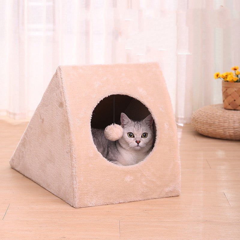 Closed Warm Winter Pet House Cozy Shelter