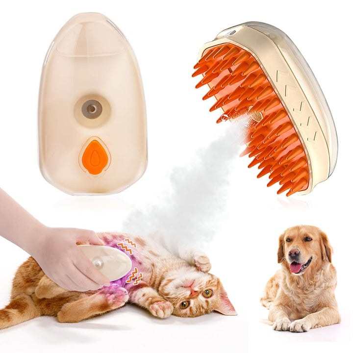 4 In 1 Steam Pet Grooming Brush Hair Removal Massage Tool