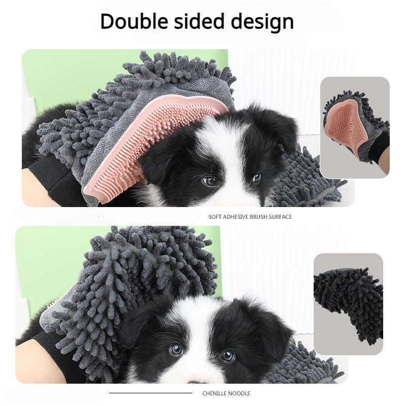 2 In 1 Pet Bathing Grooming Glove Brush Massage Tool