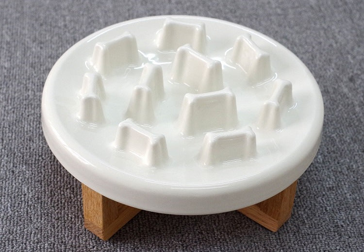 Tilted Solid Wood Double Bowl Pet Feeding Stand