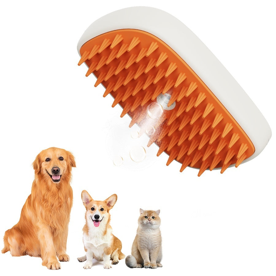 USB Rechargeable Pet Steam Brush Spray Massage Grooming Comb