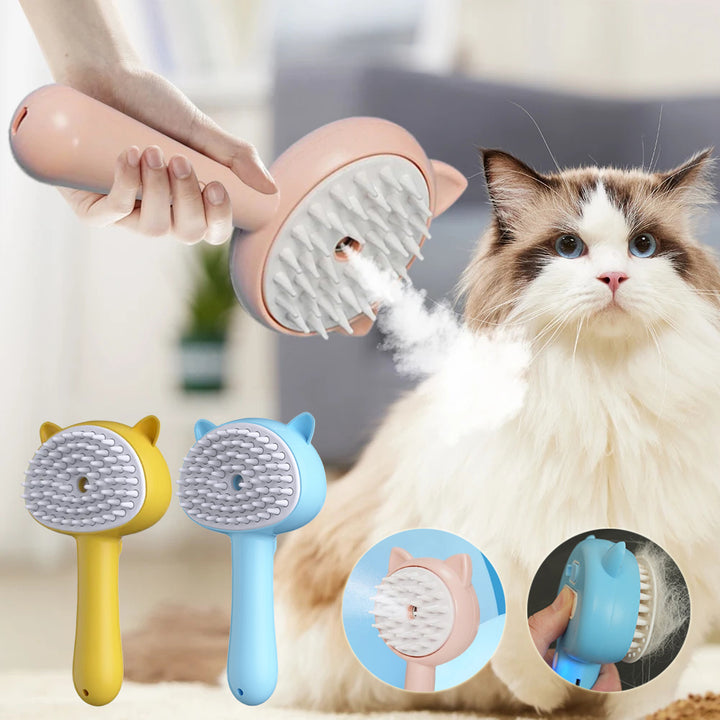 Rechargeable Pet Grooming Brush Self Cleaning Mist Spray Tool