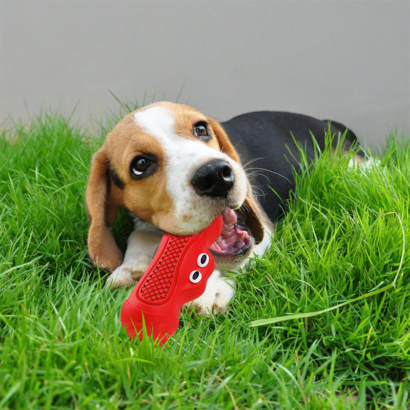 Durable Rubber Pet Teething Chew Rugby Toy
