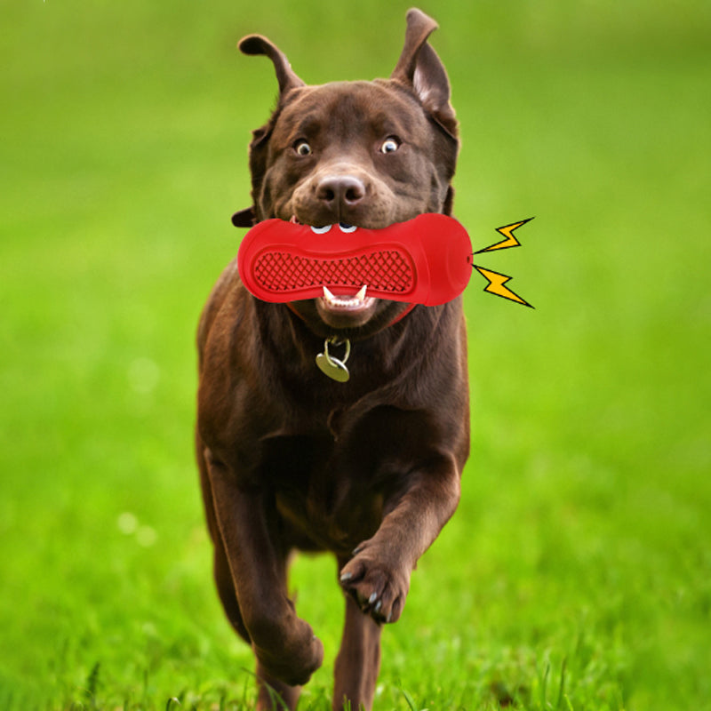 Durable Rubber Pet Teething Chew Rugby Toy