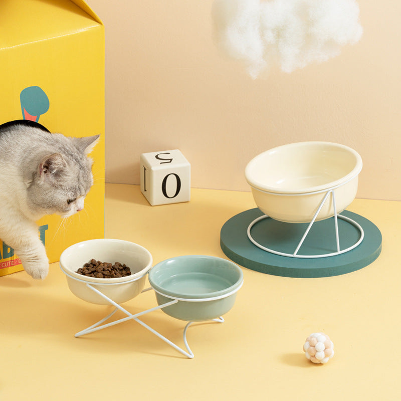 Ceramic Pet Double Feeding Water Bowl Set