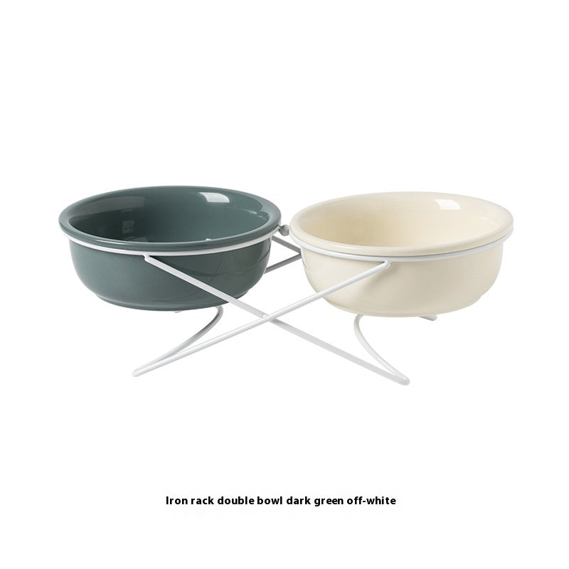 Ceramic Pet Double Feeding Water Bowl Set