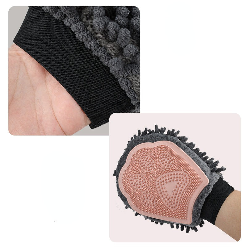 2 In 1 Pet Bathing Grooming Glove Brush Massage Tool