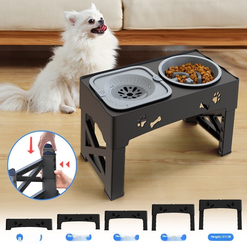 Pet Stainless Steel Double Bowl Feeder Adjustable Bowl