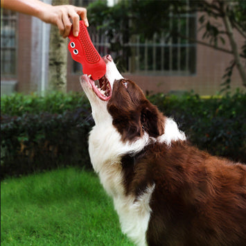 Durable Rubber Pet Teething Chew Rugby Toy