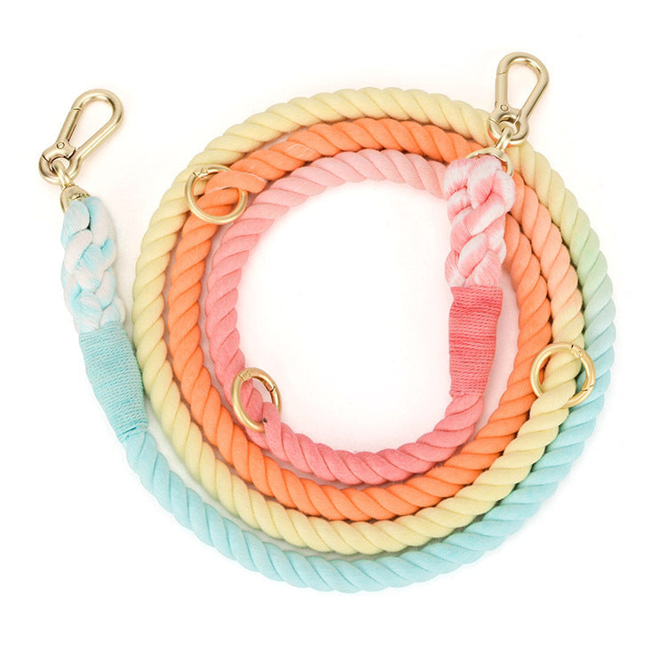 Gradient Rainbow Pet Traction Leash Colorful Walking Lead