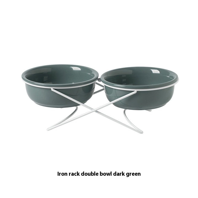 Ceramic Pet Double Feeding Water Bowl Set