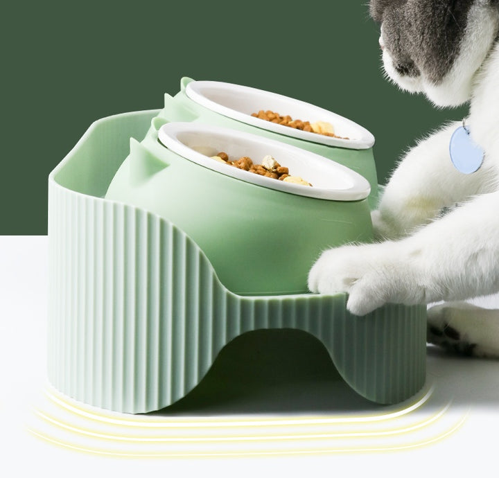 Pet Ceramic Food Bowl Neck Protection Feeding Dish