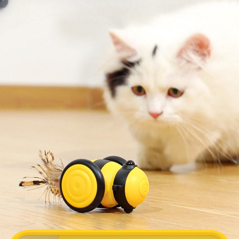 Electric Interactive Pet Toy Moving Bee Feather Teaser