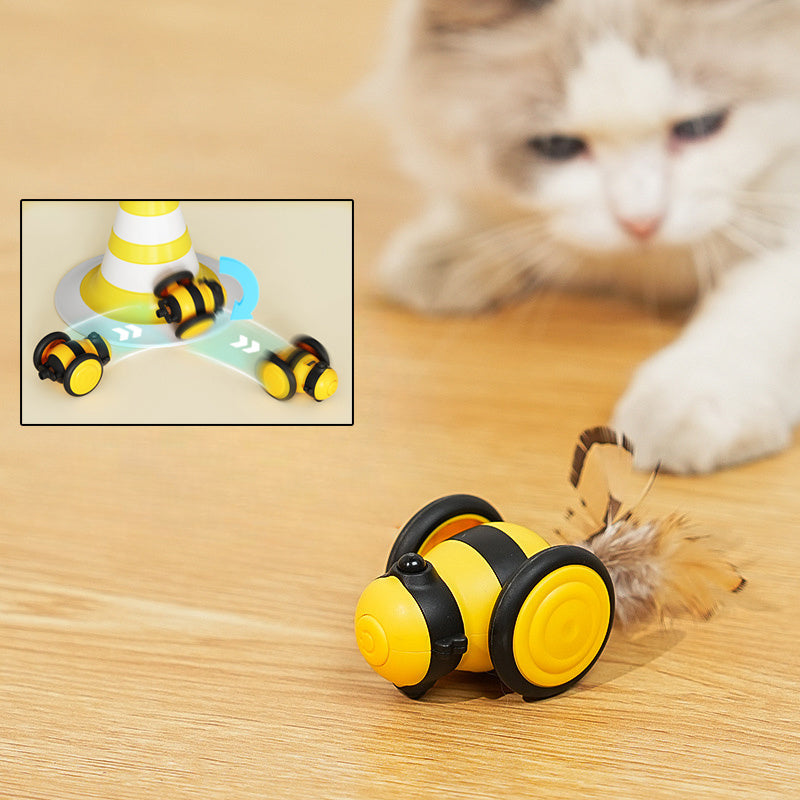 Electric Interactive Pet Toy Moving Bee Feather Teaser