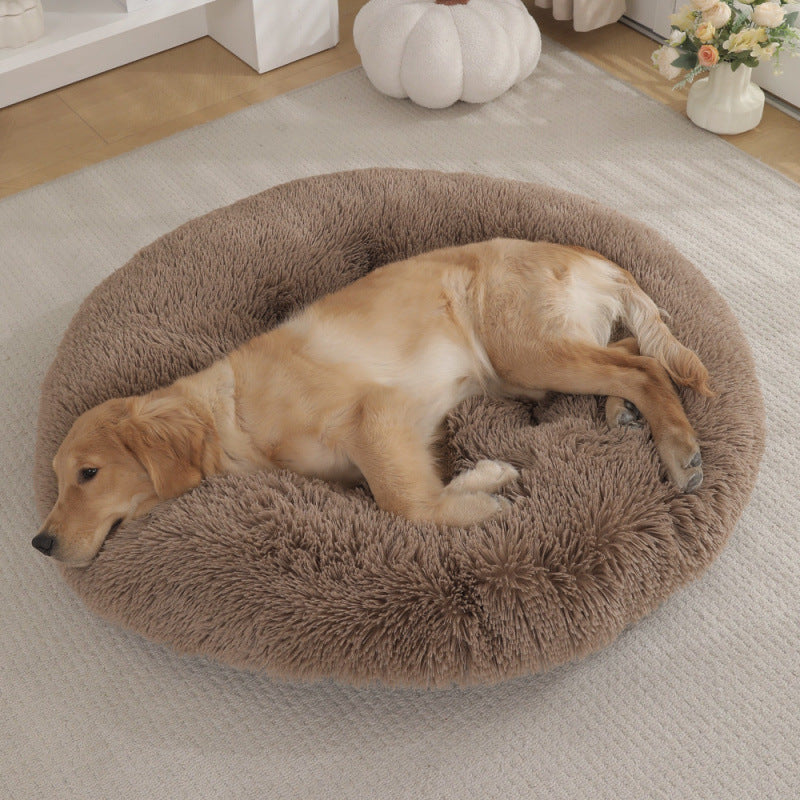 Round Plush Warm Pet Sleep Mat Bed