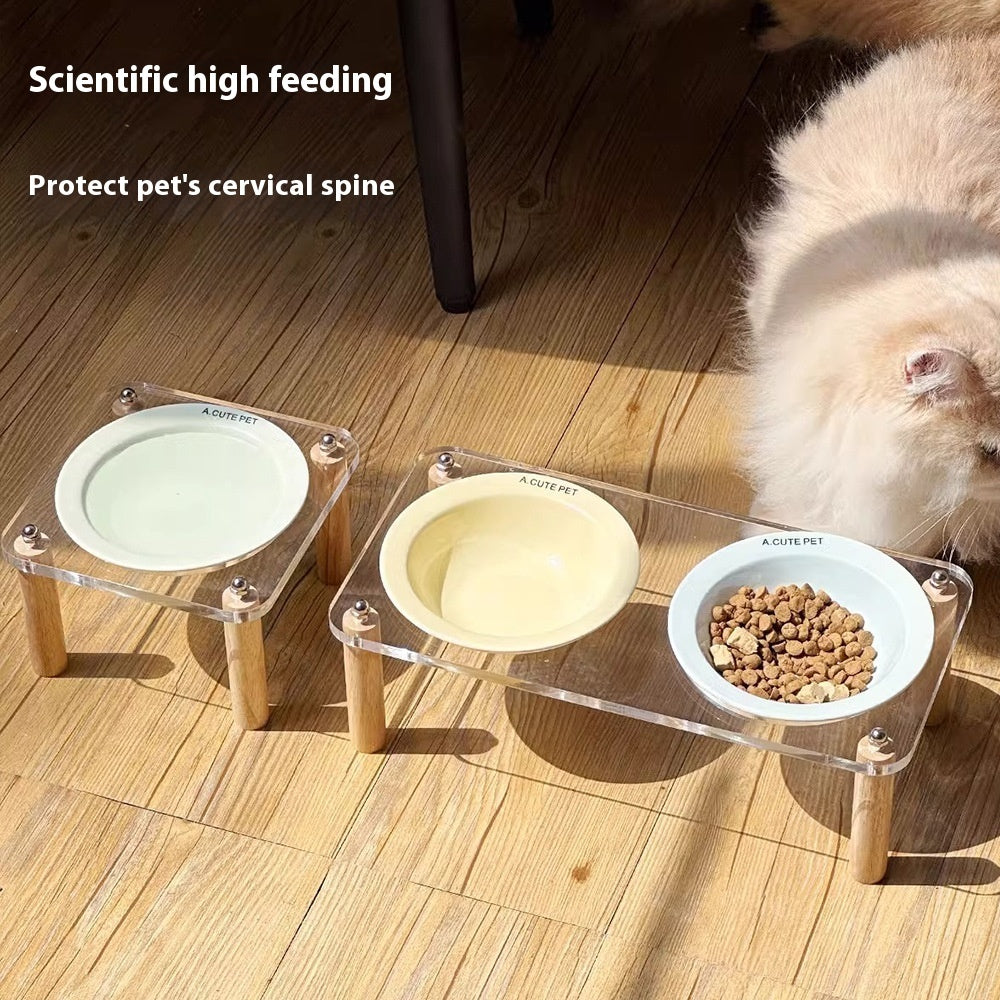 Anti Tumble Elevated Ceramic Pet Double Feeding Bowl