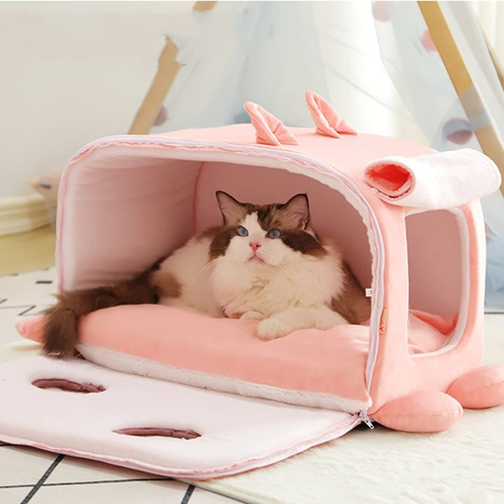 Closed Warm Winter Pet House Cozy Shelter