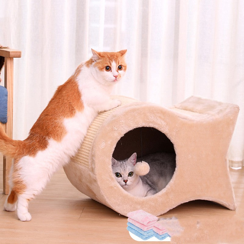 Closed Warm Winter Pet House Cozy Shelter