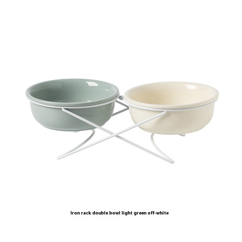 Ceramic Pet Double Feeding Water Bowl Set