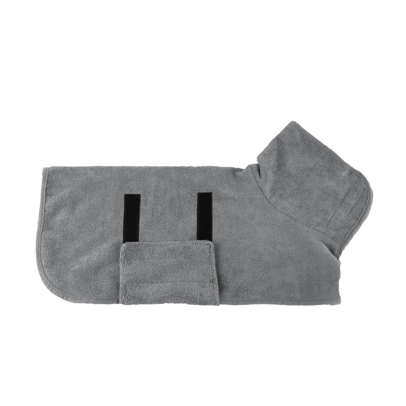 Pet Bathing Robe Neck Clothes With Tucked Waist