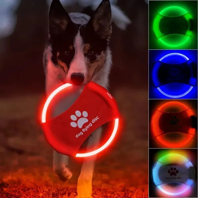 LED Glowing Pet Flying Disc Training Interactive Toy