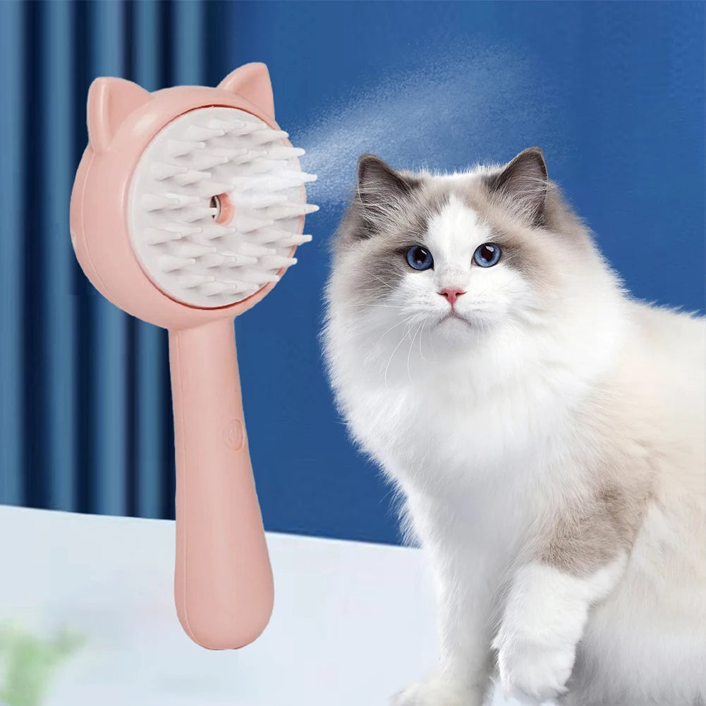 Rechargeable Pet Grooming Brush Self Cleaning Mist Spray Tool