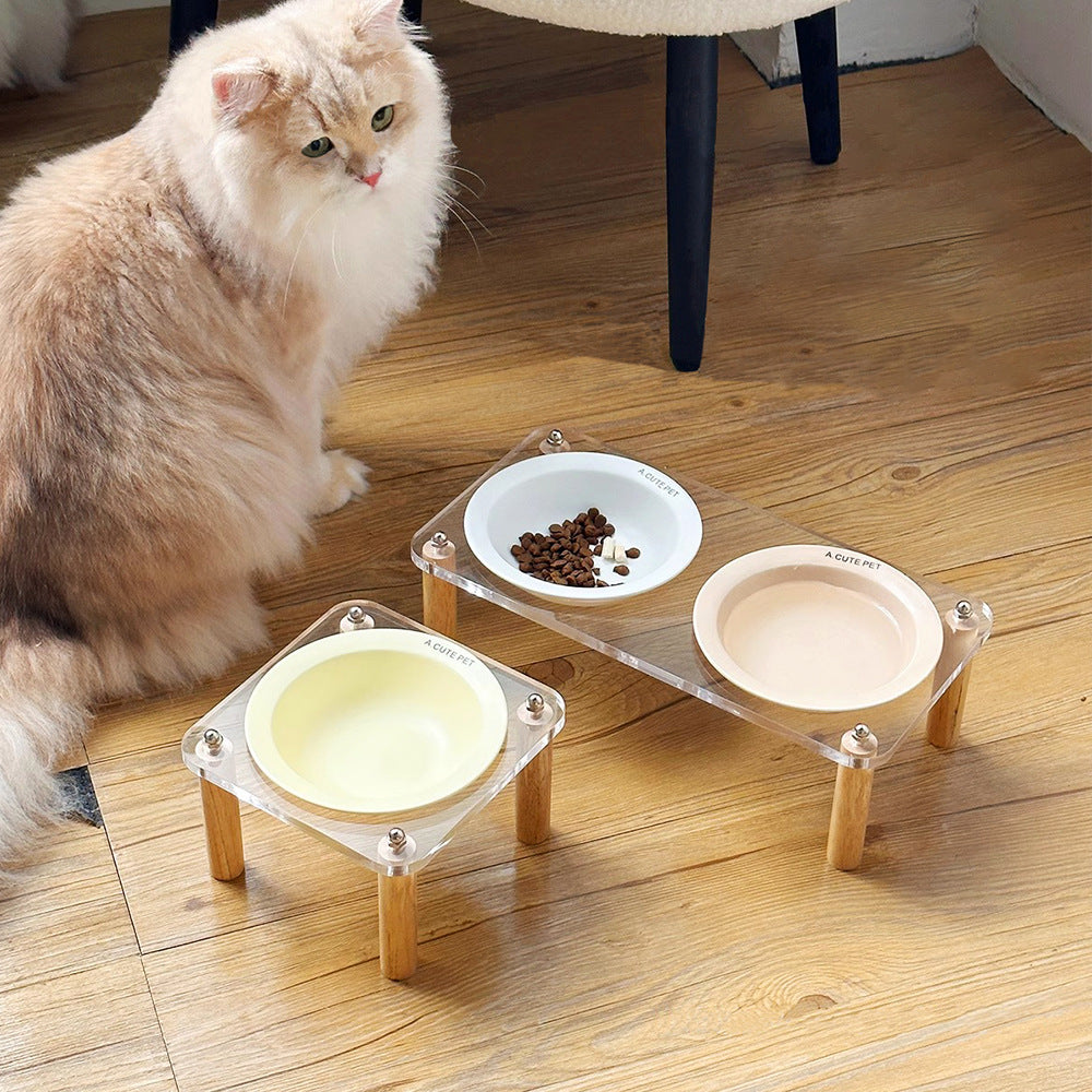 Anti Tumble Elevated Ceramic Pet Double Feeding Bowl