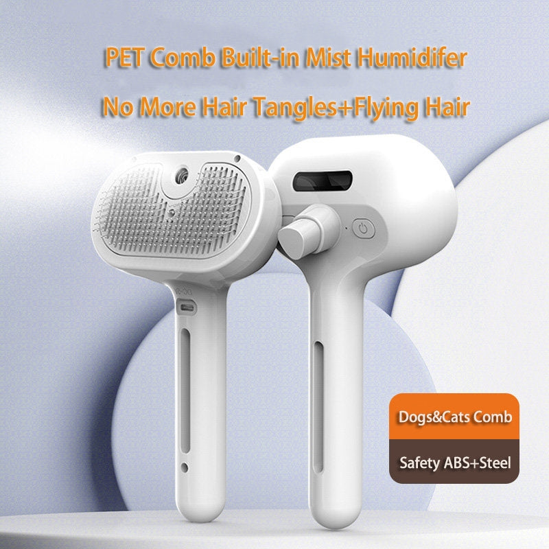Self Cleaning Pet Hair Remover Brush With Mist Grooming Tool